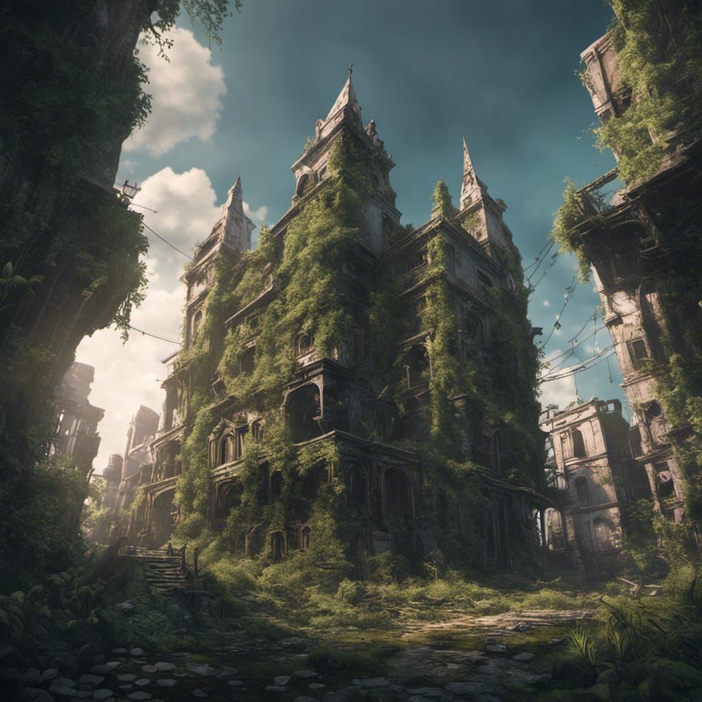Overgrown Abandoned City: Detailed Matte Painting