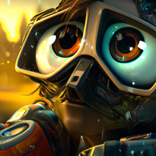 Wall-E Portrait in Hyperdetailed Art Nouveau Style