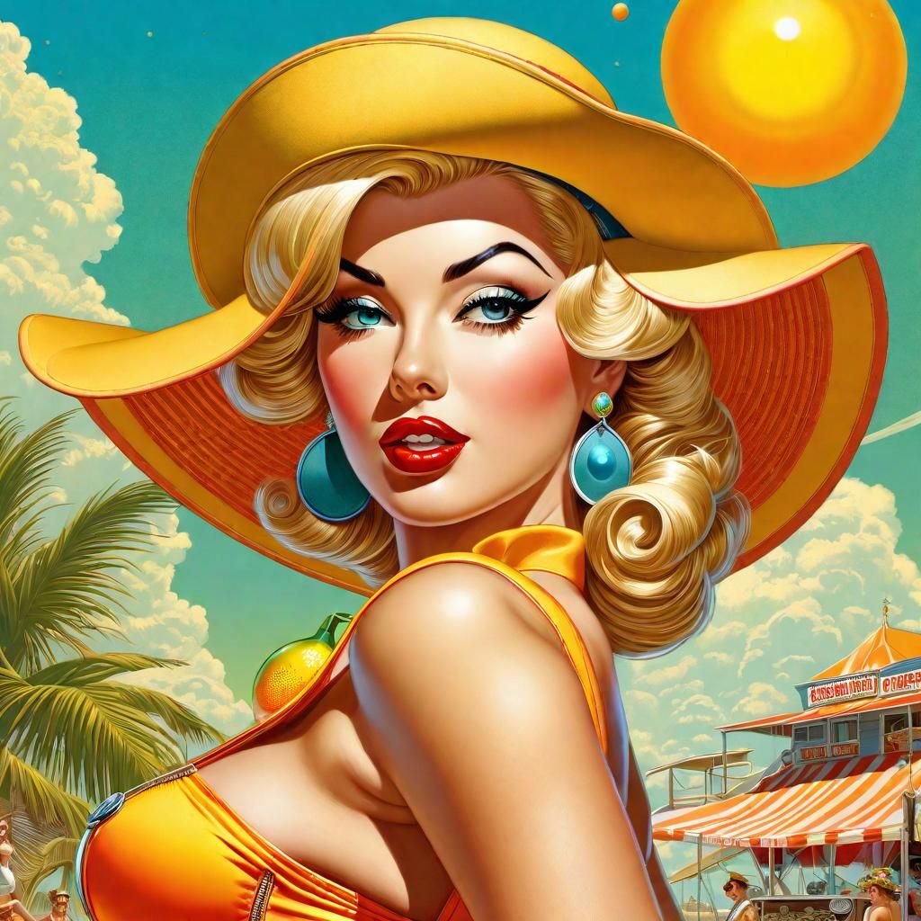 Detailed Pinup Illustration in Vintage Style