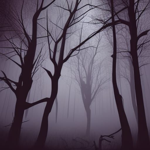Haunted Forest Under Gothic Night Sky