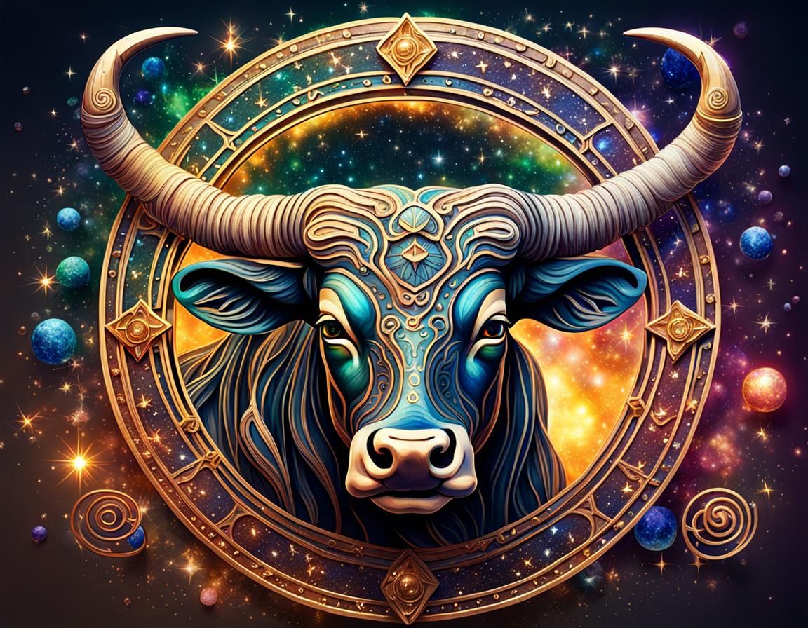 Magical Taurus Sign: Hyperdetailed Vivid Artwork