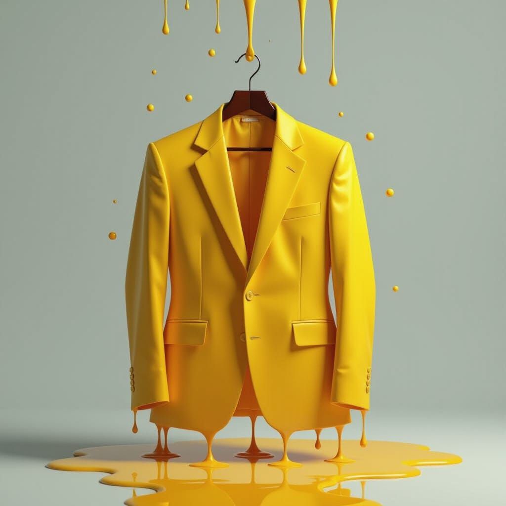 Surreal Melting Yellow Blazer in Digital Art