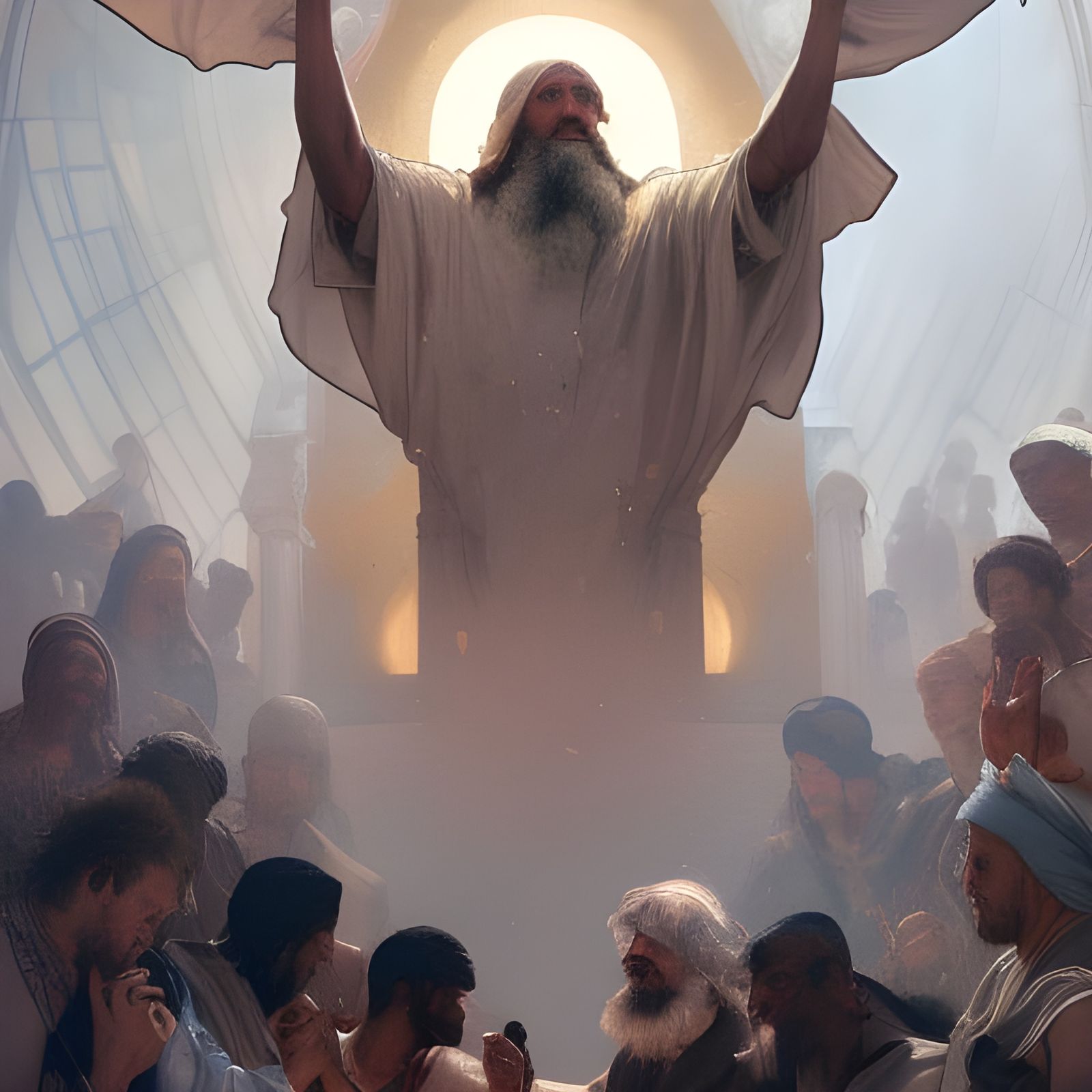 Abraham Negotiates with God: Hyperdetailed Concept Art