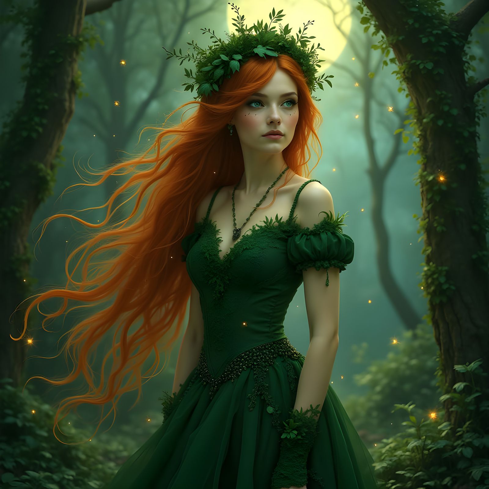 Enchanting Forest Witch in Gothic Art Style