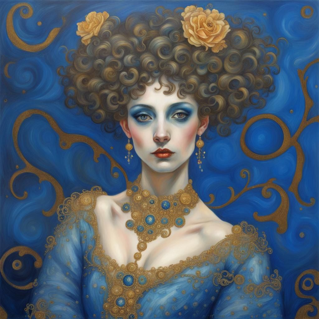 Blue Pixie in Baroque Rococo Style