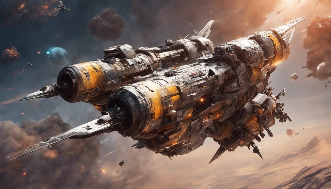 Battle-Scarred Spacecraft Concept Art in Hyperrealism