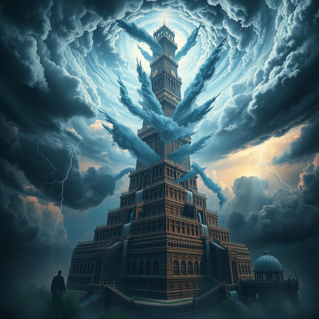 Tower of Babel in Stormy Weather