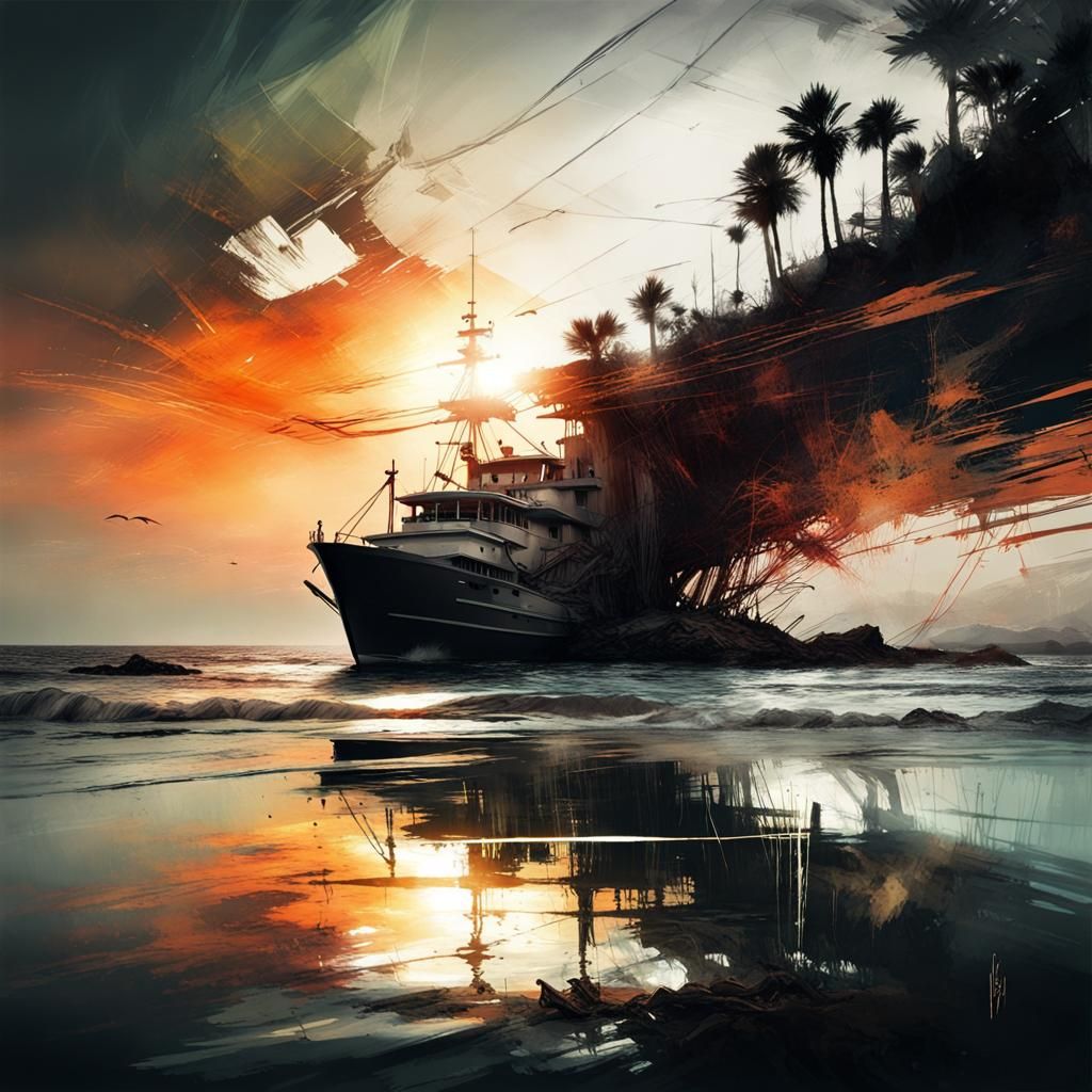 ""Seascape sunset double exposure by Beautiful by Russ mills...