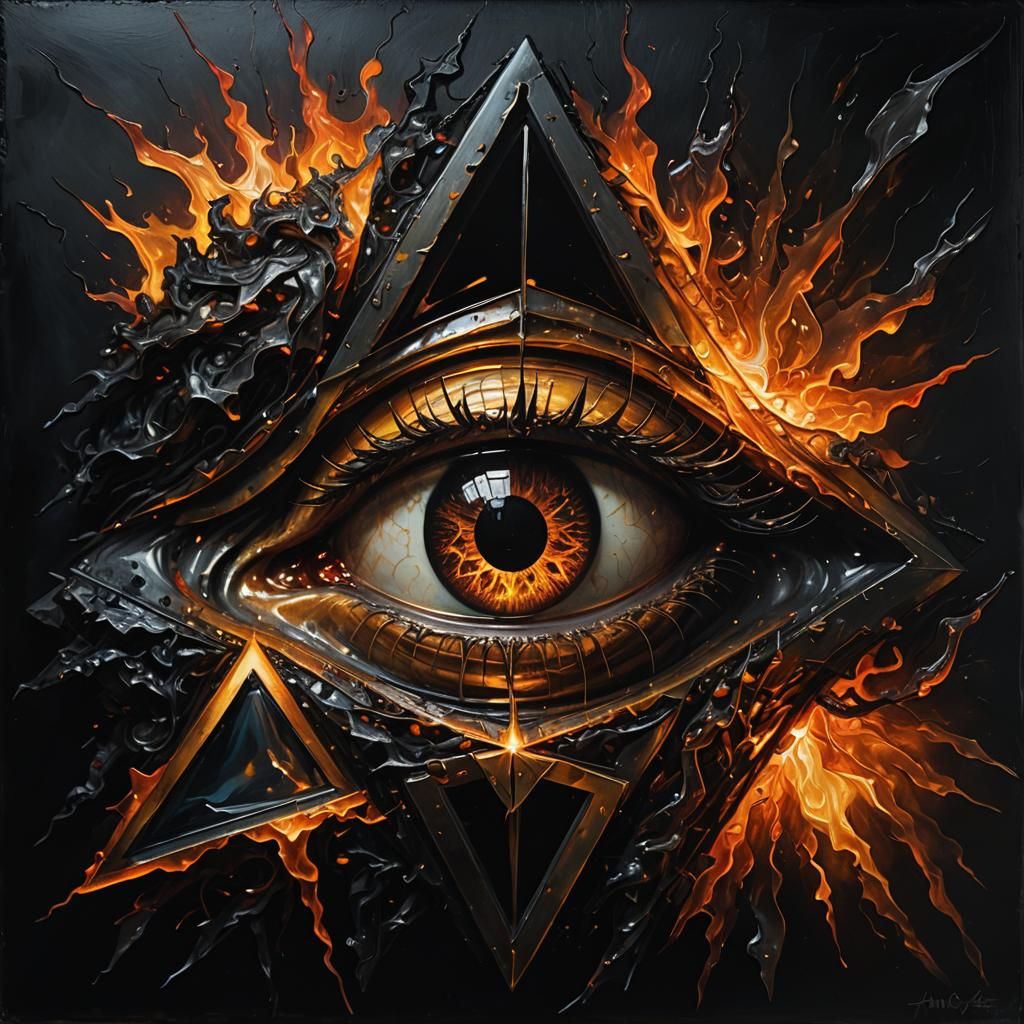 Metallic Tendril Gripping Glowing Glass: Chiaroscuro Oil Pai...