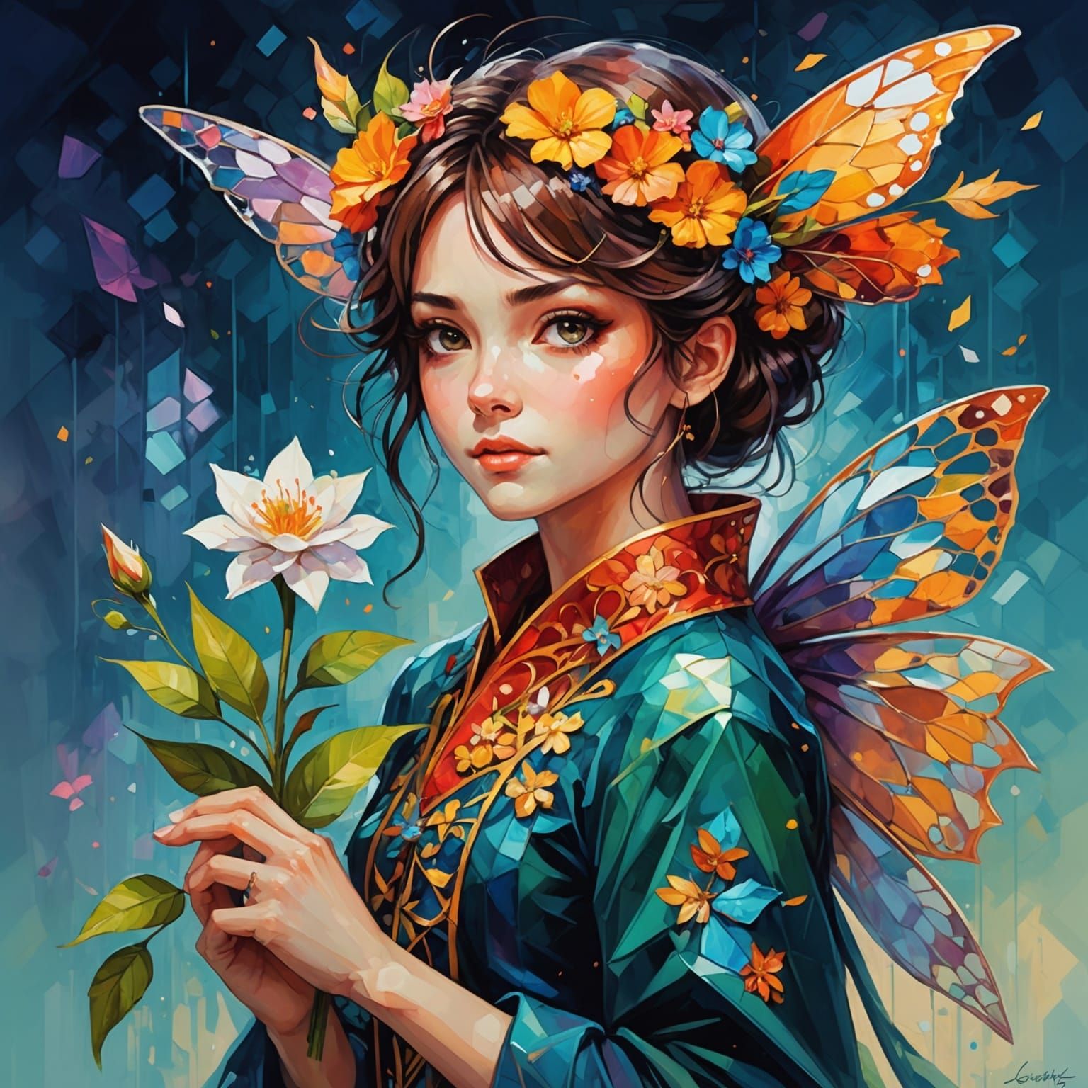 Whimsical Fairy Portrait in Anime Style