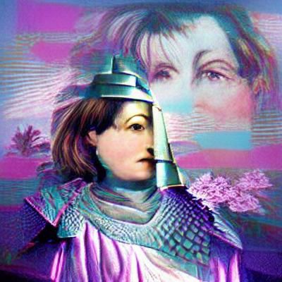 Vaporwave Joan of Arc in Neon Colors