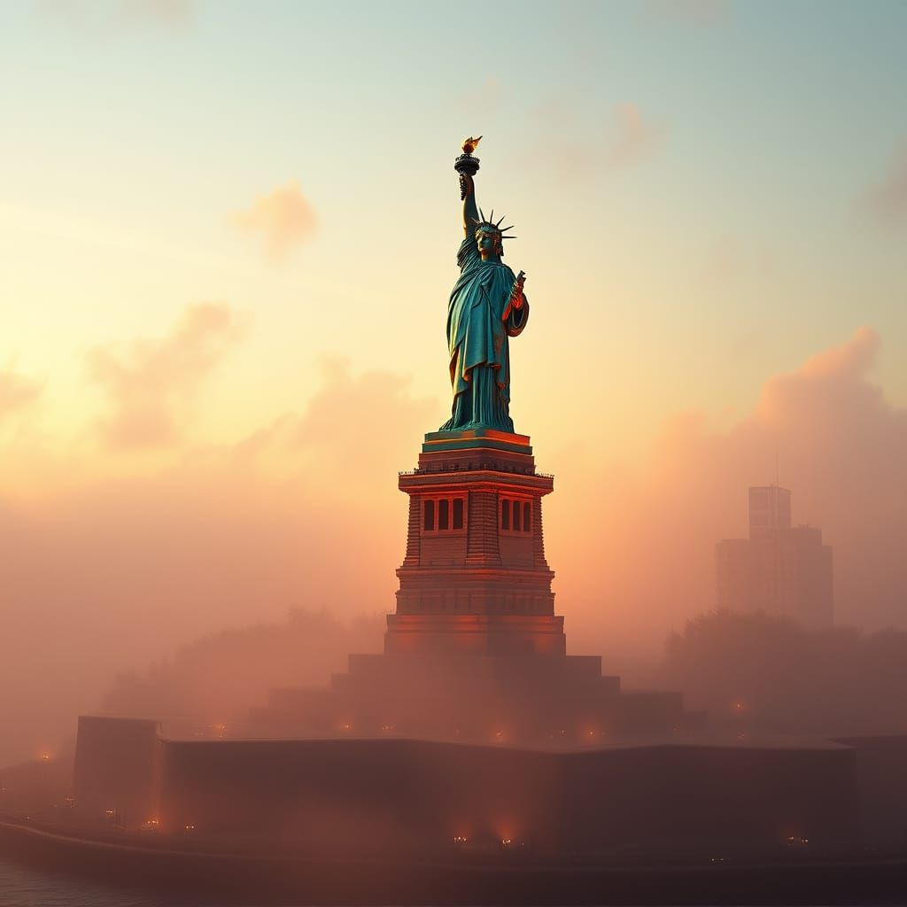 Stunning Statue of Liberty in Warm Golden Light