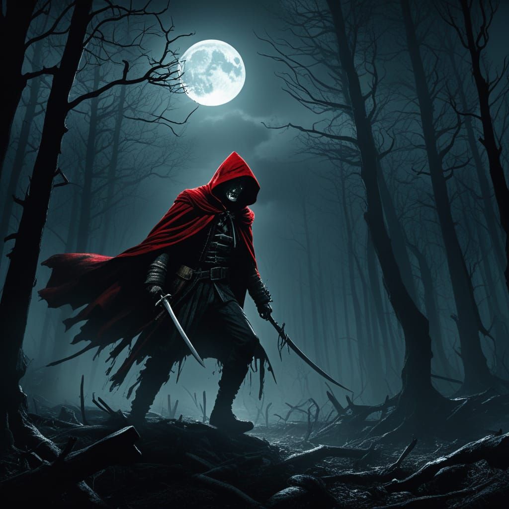 Red Riding Hood Battles Freddy Krueger in Gothic Forest