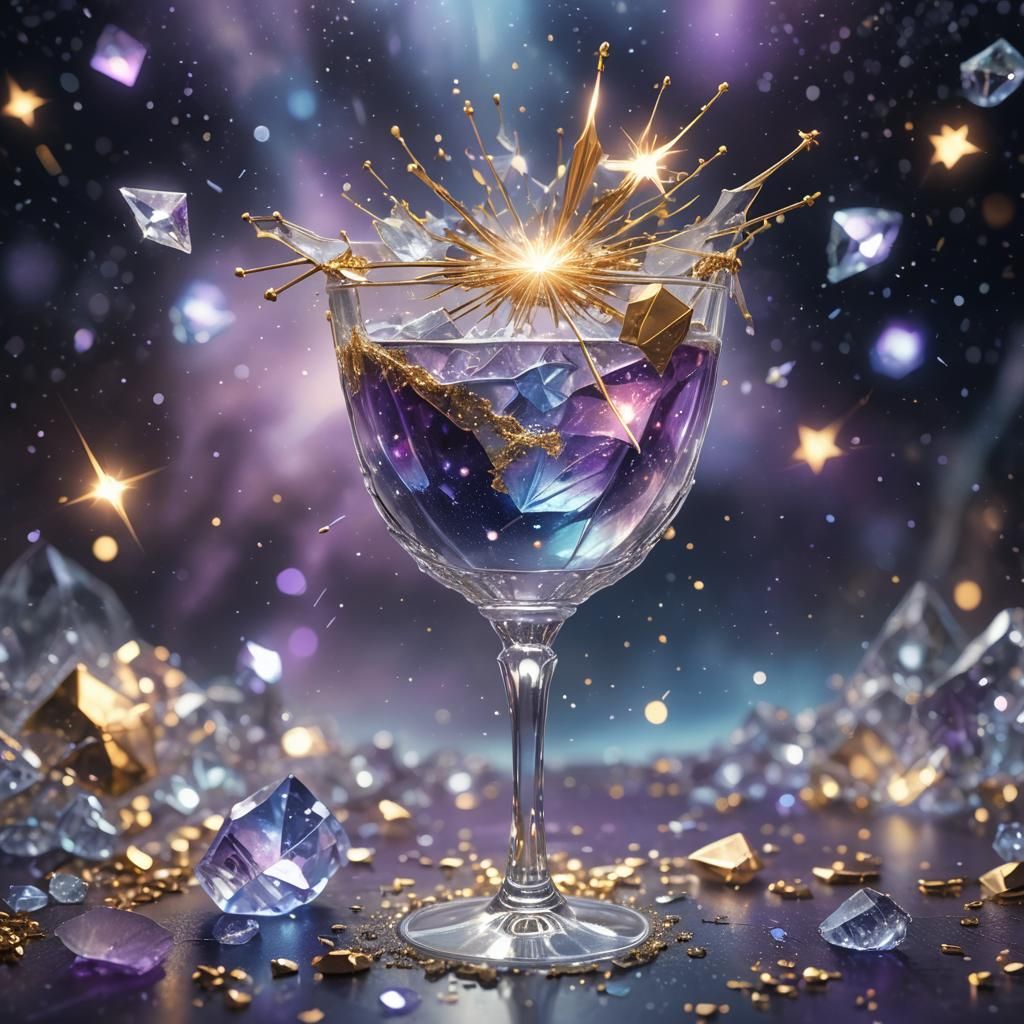 Starlight Cocktail: A Macro Mixed Media Art