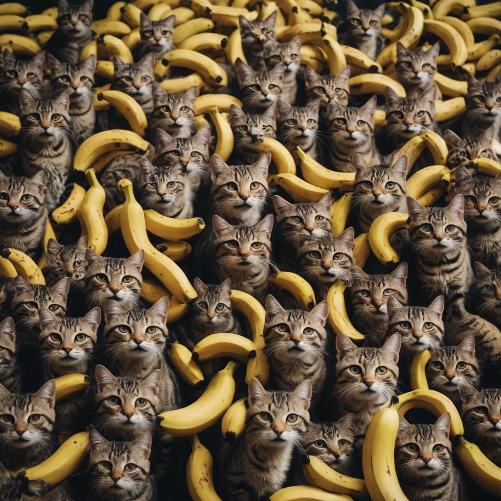 Cats in Banana Peel: Cinematic Film Still