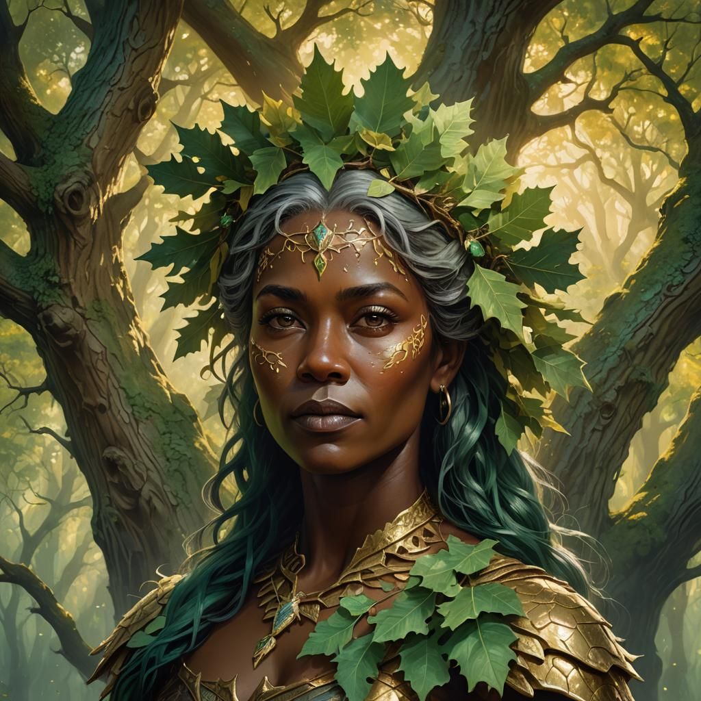 Oak Forest Portrait in Art Nouveau Style