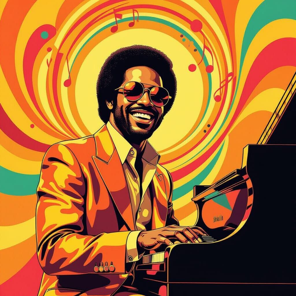 1970s Soul Funk Album Cover with Piano Player