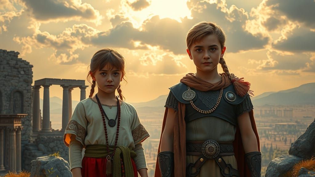 Ancient Epic Scene in Maximalist Style