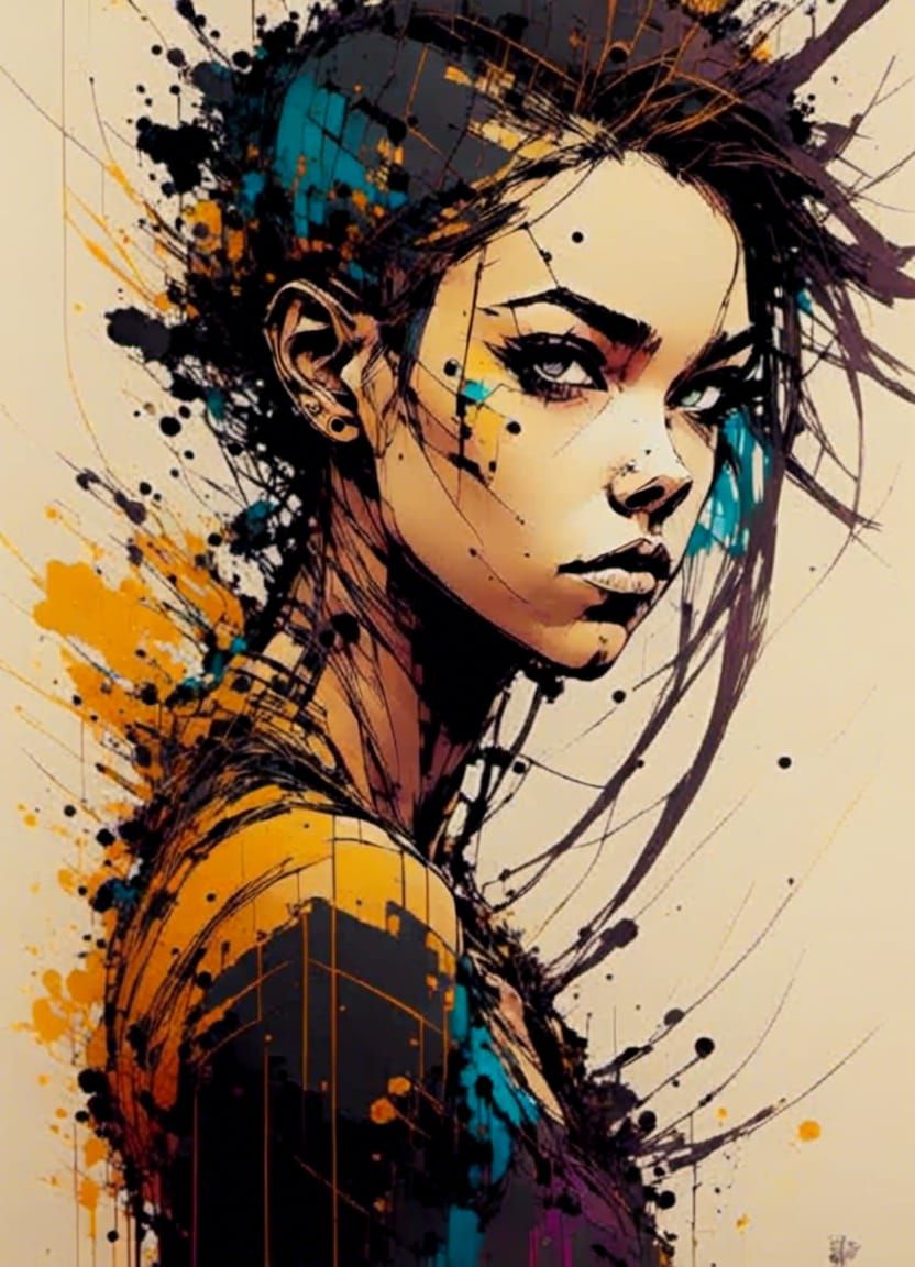 Abstract Ink Portrait