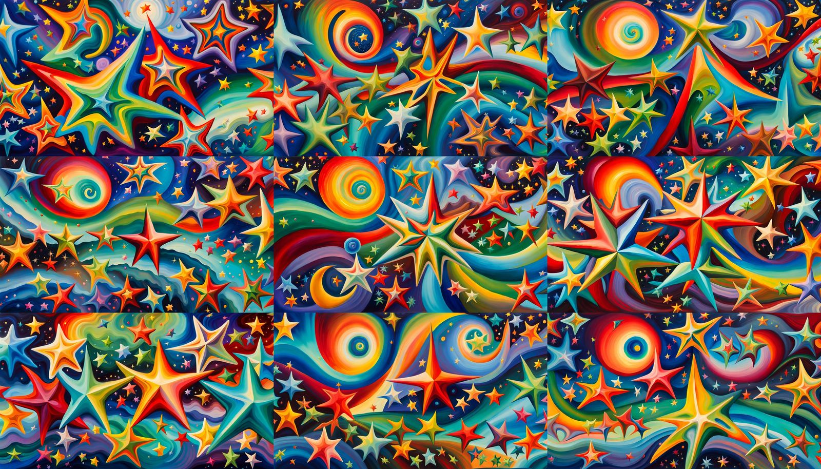 Iridescent Cosmic Star-Being in Impasto Oil Painting