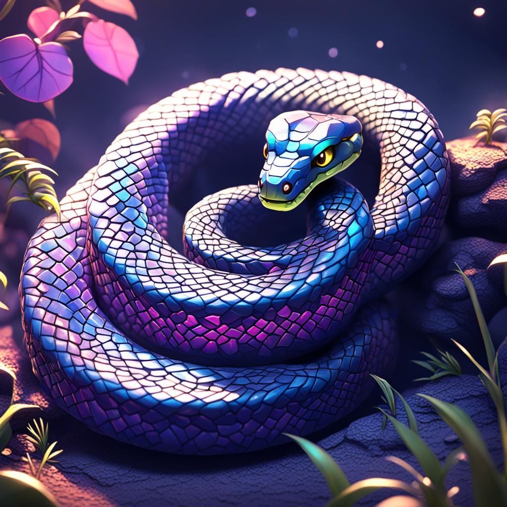 Mystical Diamond Snake with 3D Shading