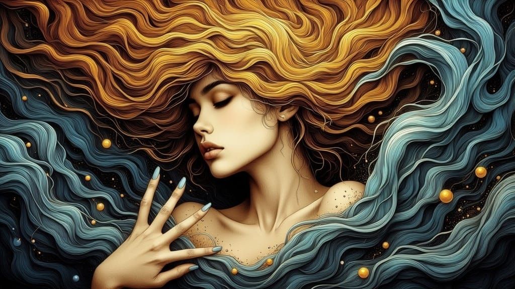 Surreal Goddess Emerges from Gothic Baroque Dreamscape