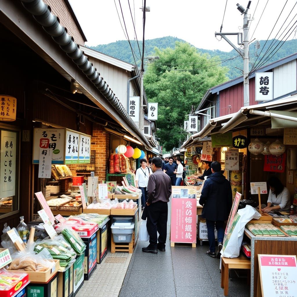 Traditional Japanese Market in Osaka