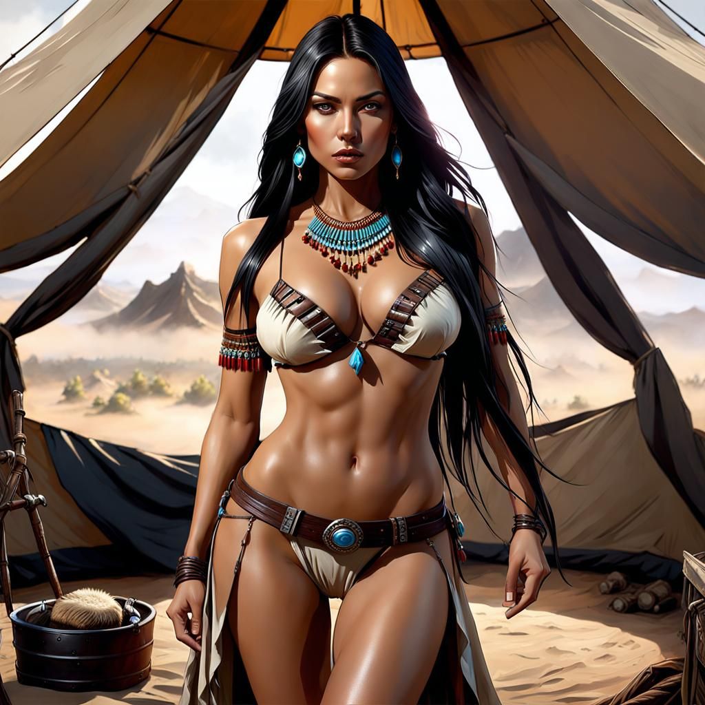 Native American Woman in Tent: Fantasy Art
