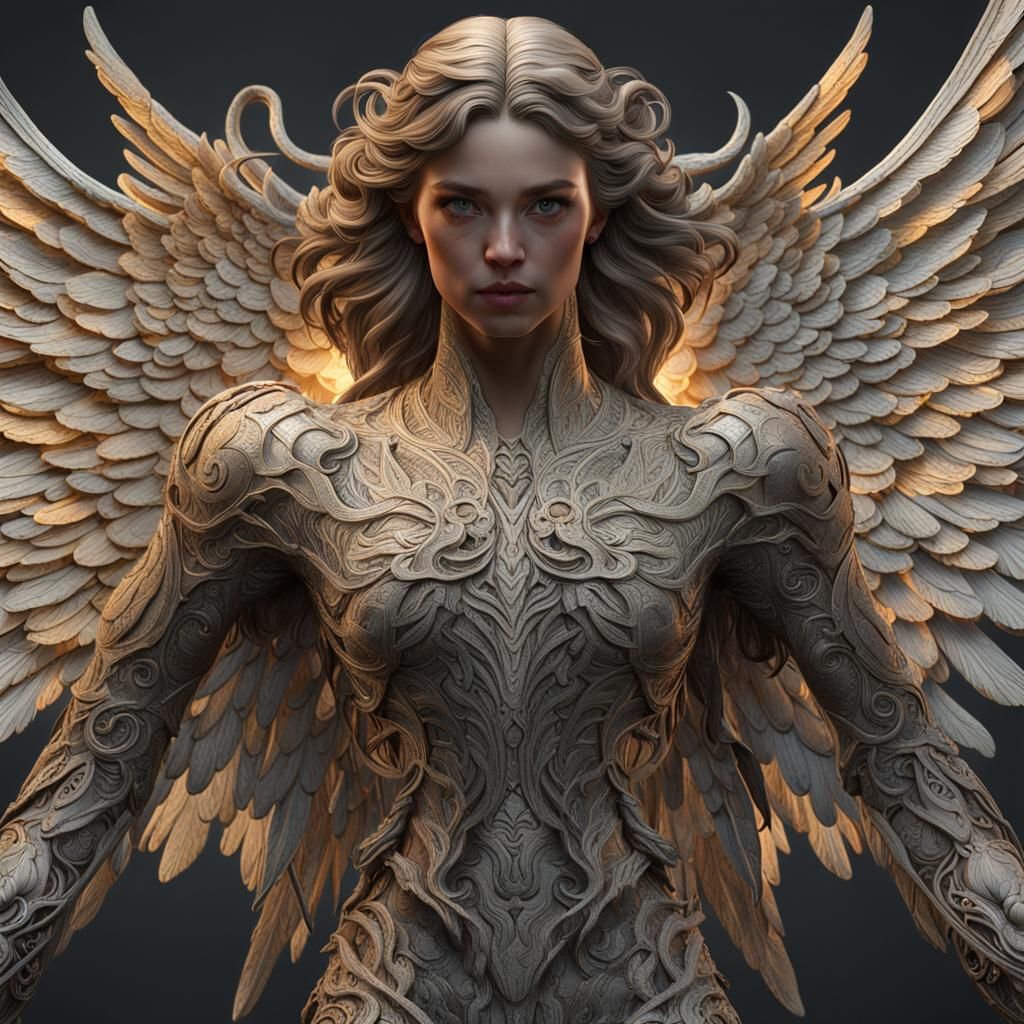Detailed Angel with Multiple Wings and Eyes