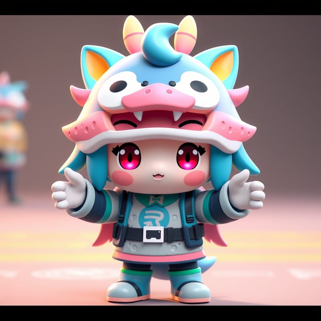 Japanese Local Government Mascot in Vibrant 3D Anime Style