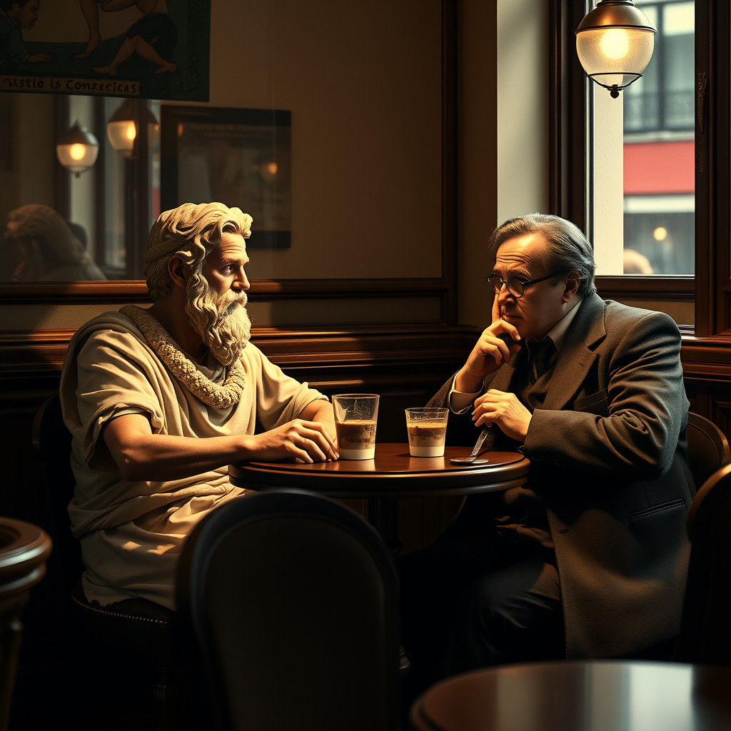 Socrates and Nietzsche Discuss Philosophy in Paris