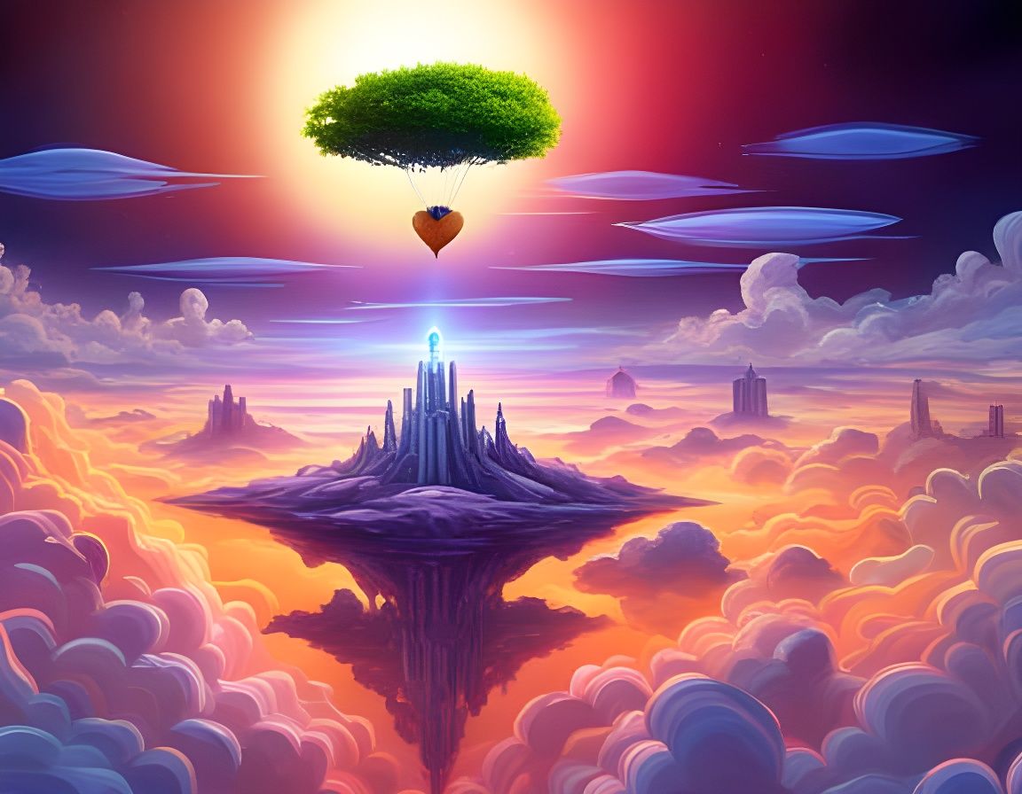Floating Island in the Sky: Digital Illustration