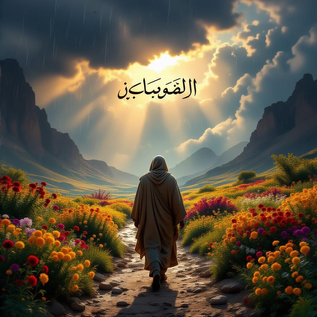 Hopeful Traveler in Stormy Valley: Islamic Art