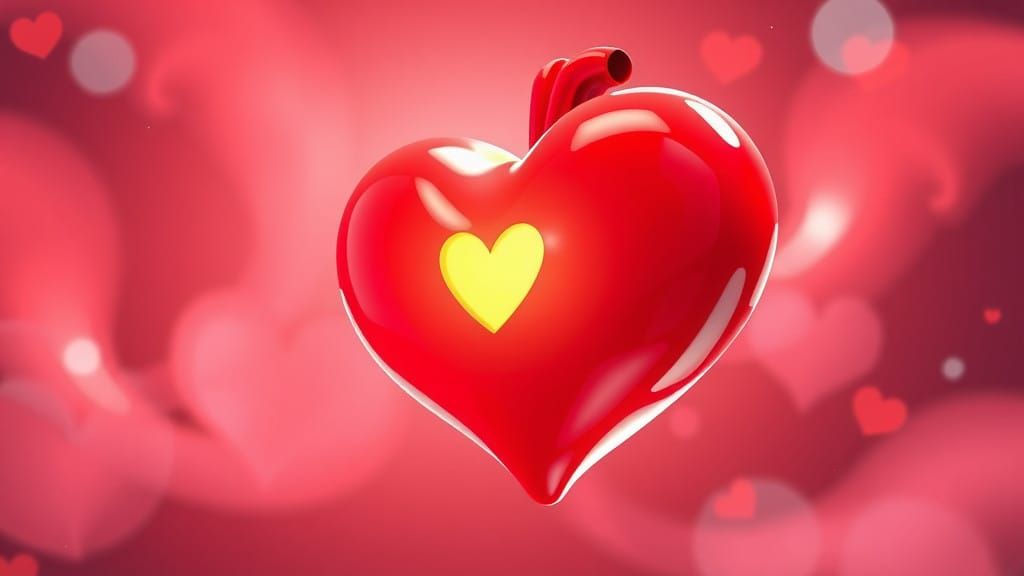 Vibrant Cartoon Heart with Ethereal Glow