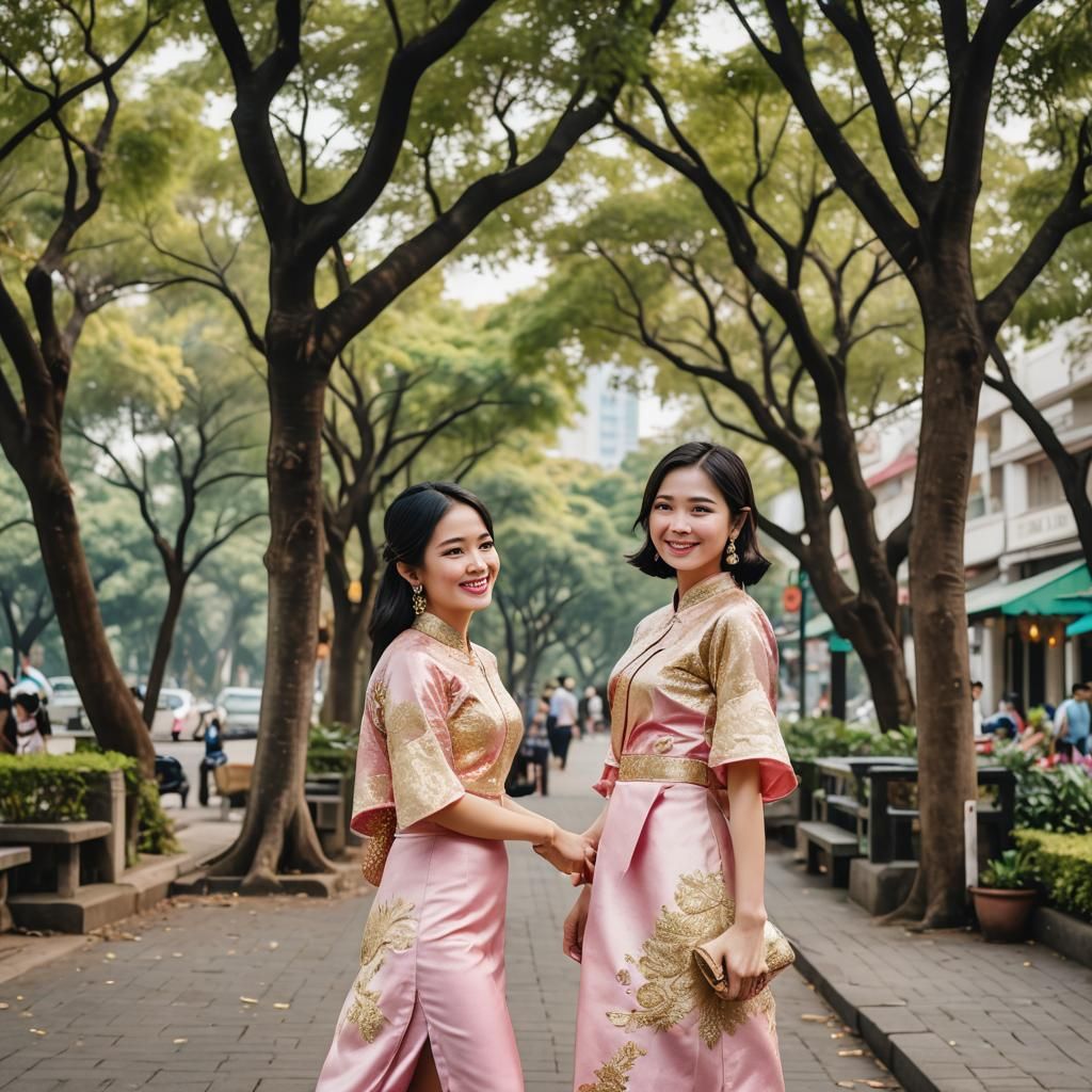 Asian Woman in Traditional Thai Dress, Fashion Photography