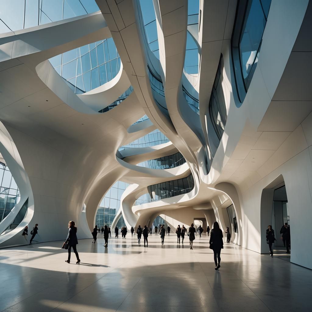 Zaha Hadid Style Museum at Golden Hour