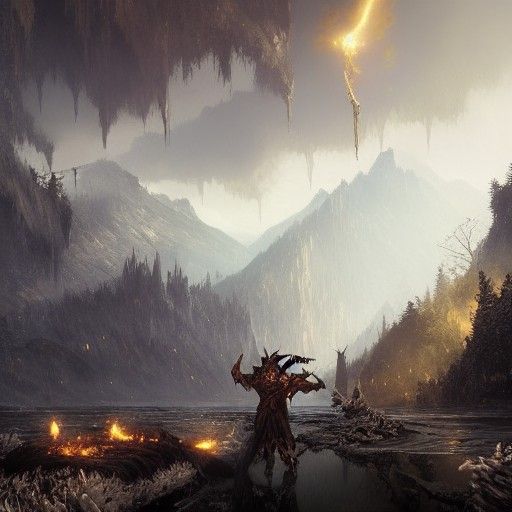 Morgoth and Balrog Leading Orcs