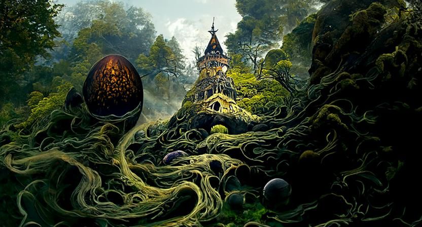 Eerie Witch's Egg in Mystical Forest