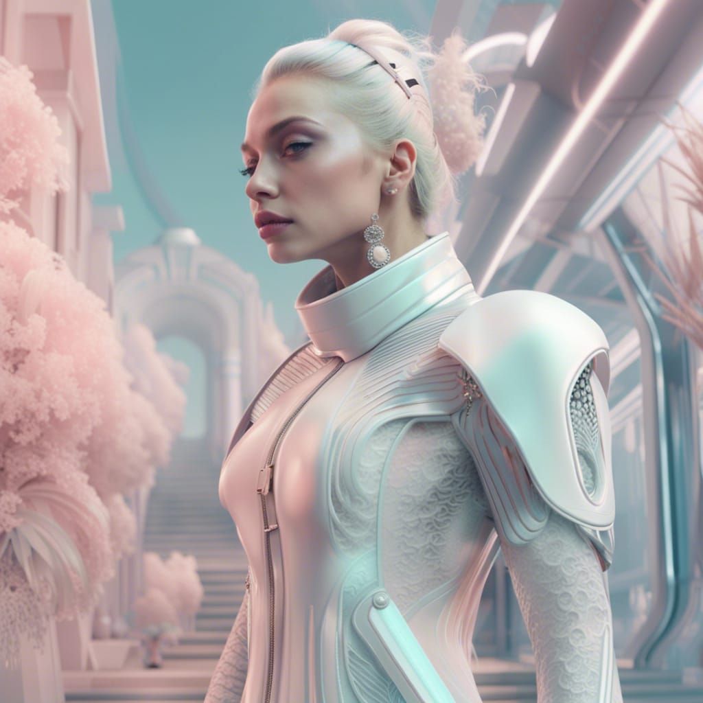 Futuristic Fashion in Pastel Colors: Digital Art