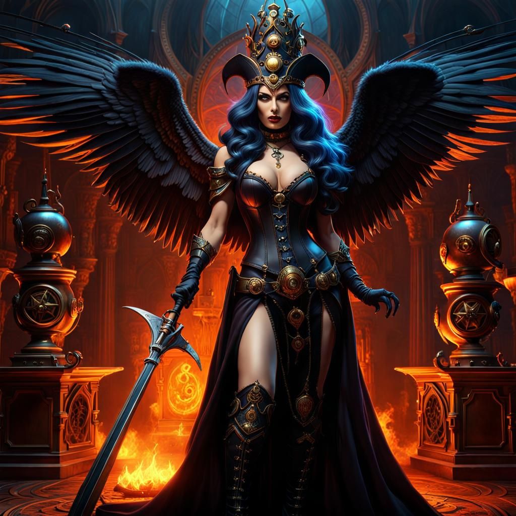 Steampunk Gothic Sorceress with Dark Magic