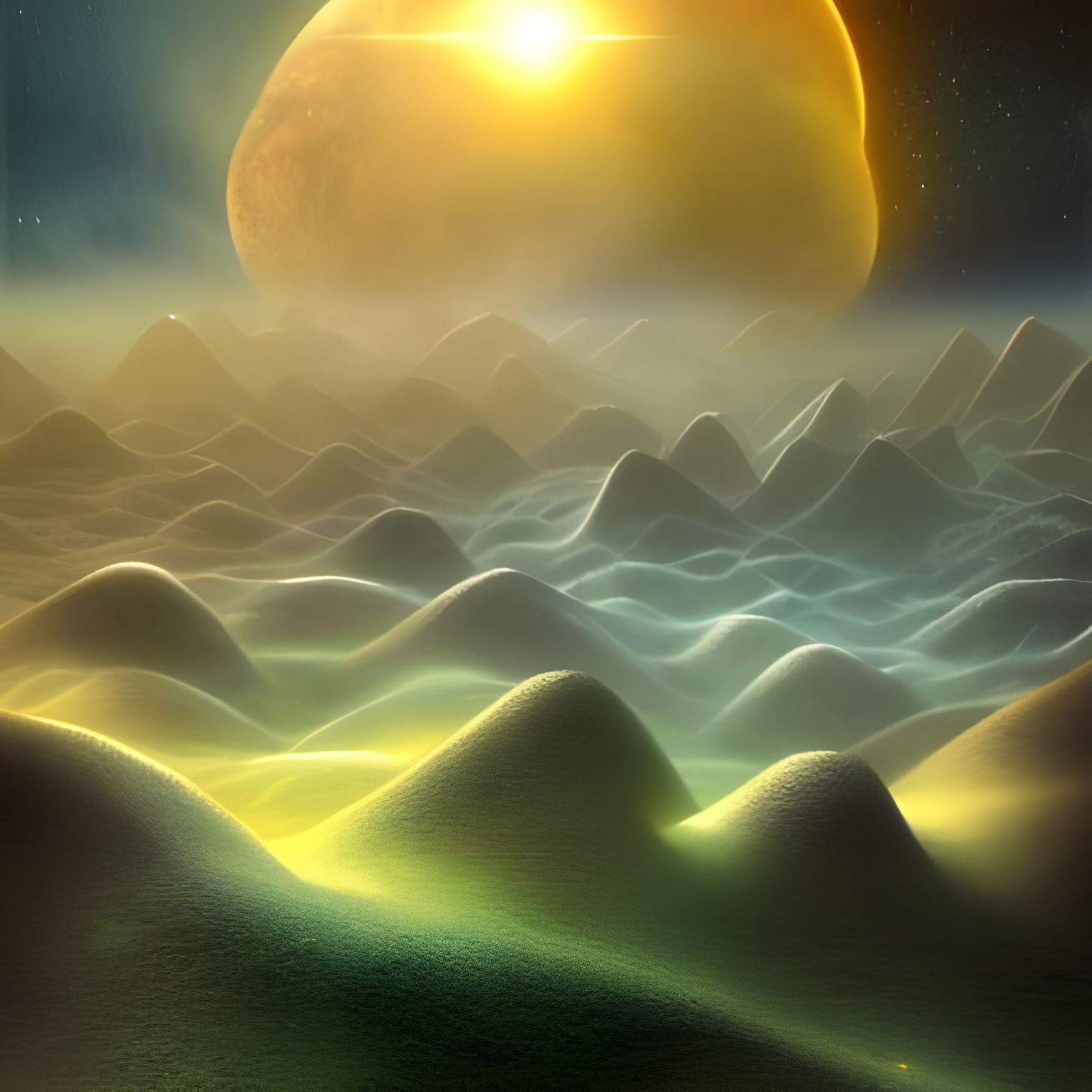 Surreal Fantasy Landscape of Distant Galaxies