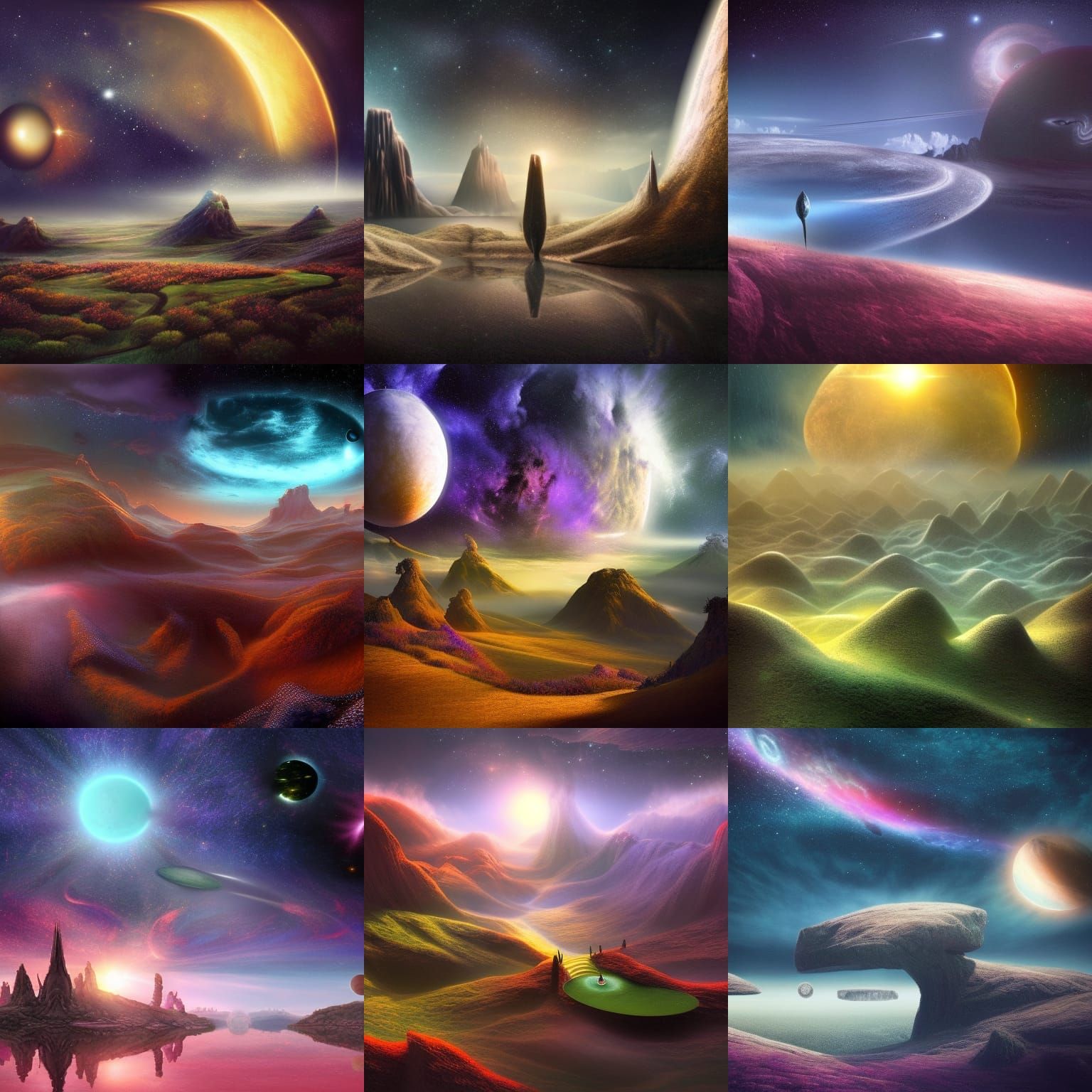 Surreal Galaxy Landscape in Fantasy Style