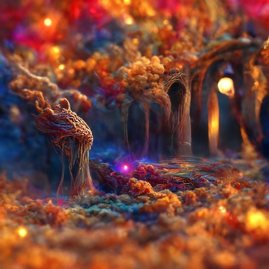 Rainbow Floral Being Dancing in Space, Hyper-Realism