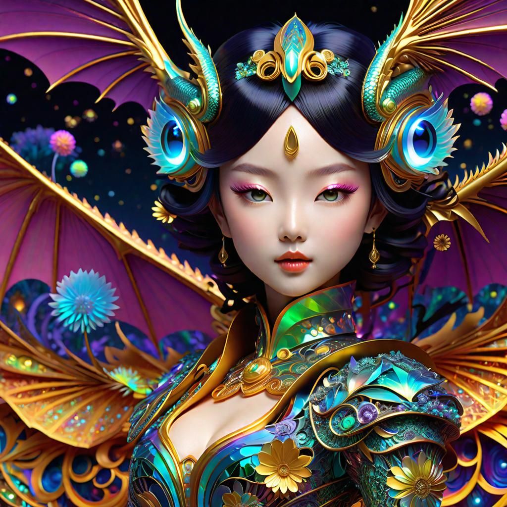 Make something awesome. Genki desu ka? art Nouveau thermal imaging 8K resolution iridescent hyperdetailed dragons chibi ...