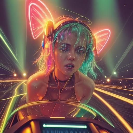 Glitter streams in the flashing lights,
Bodies move in electric flights.
Sweat and strobe, a pulsing tide,
No past, no f...