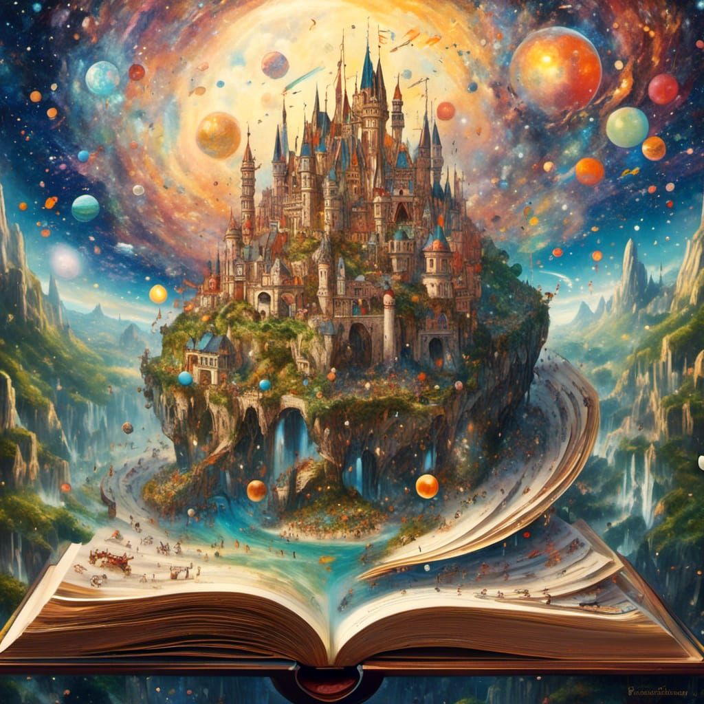 Fantasy Universe coming out of an open book