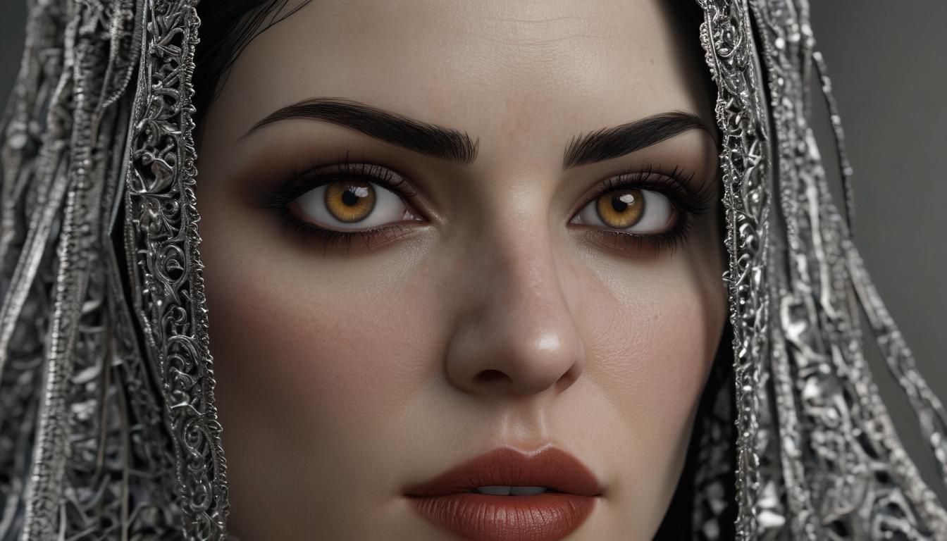 Gothic Woman Portrait in Hyperreal Detail