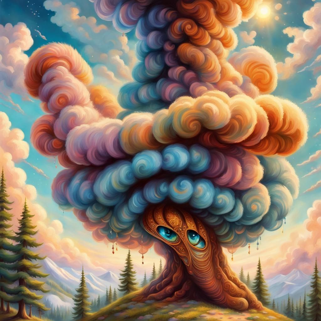 Henna Woolly Worm in Forest, Detailed Digital Painting