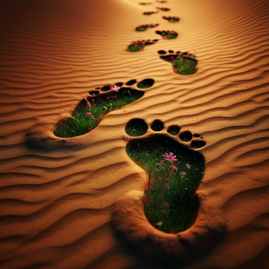 Solitary Footprints in a Desert Wonderland