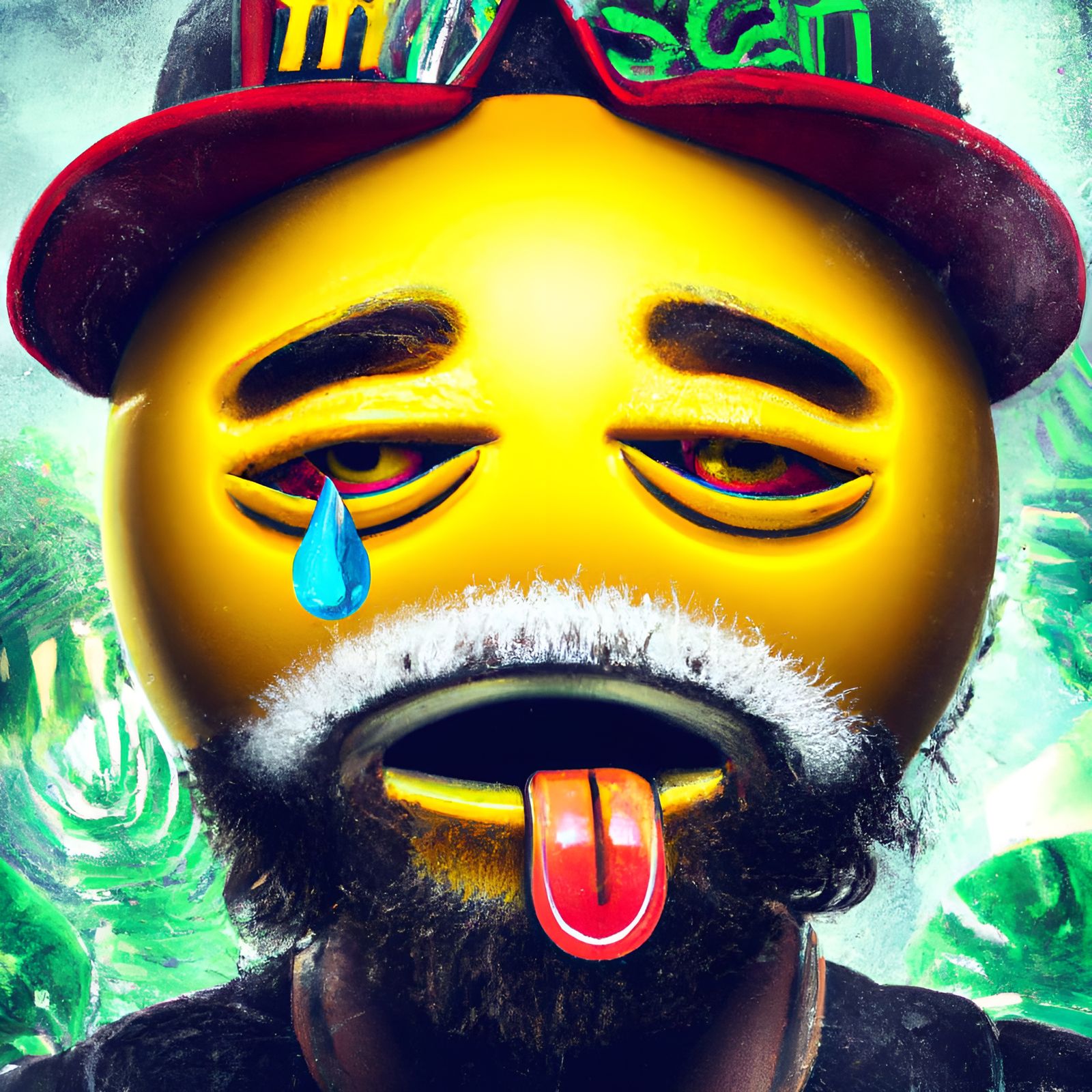 Emoji Mask Portrait in Splash Art Style